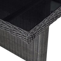 vidaXL Garten-Esstisch Schwarz 200x100x74 cm Glas und Poly Rattan