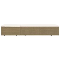 vidaXL Sonnenliege Poly Rattan Braun und Cremewei&szlig;