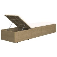 vidaXL Sonnenliege Poly Rattan Braun und Cremewei&szlig;