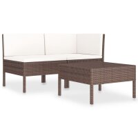 vidaXL 3-tlg. Garten-Lounge-Set mit Auflagen Poly Rattan...