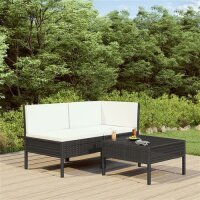 vidaXL 3-tlg. Garten-Lounge-Set mit Auflagen Poly Rattan...