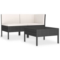 vidaXL 3-tlg. Garten-Lounge-Set mit Auflagen Poly Rattan...