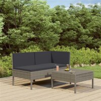 vidaXL 3-tlg. Garten-Lounge-Set mit Auflagen Poly Rattan...