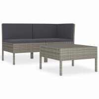 vidaXL 3-tlg. Garten-Lounge-Set mit Auflagen Poly Rattan...