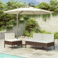 vidaXL Gartenst&uuml;hle 3 Stk. mit Auflagen Poly Rattan Braun