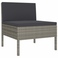 vidaXL Gartenst&uuml;hle 3 Stk. mit Auflagen Poly Rattan Grau