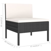 vidaXL 2-tlg. Garten-Lounge-Set mit Auflagen Poly Rattan Schwarz