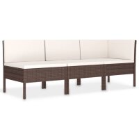 vidaXL 3-tlg. Garten-Lounge-Set mit Auflagen Poly Rattan...