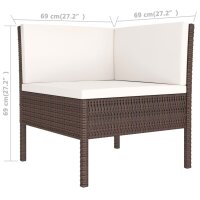 vidaXL 3-tlg. Garten-Lounge-Set mit Auflagen Poly Rattan Braun