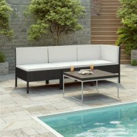 vidaXL 3-tlg. Garten-Lounge-Set mit Auflagen Poly Rattan...