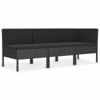 vidaXL 3-tlg. Garten-Lounge-Set mit Auflagen Poly Rattan...