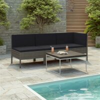 vidaXL 3-tlg. Garten-Lounge-Set mit Auflagen Poly Rattan...