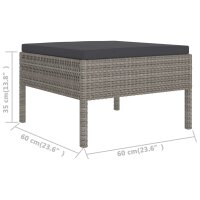 vidaXL 2-tlg. Garten-Lounge-Set mit Auflagen Poly Rattan Grau