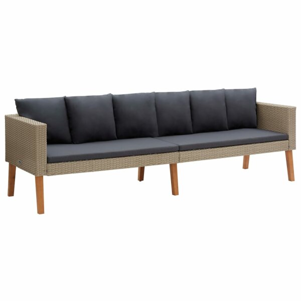 vidaXL 3-Sitzer-Gartensofa mit Auflagen Poly Rattan Beige