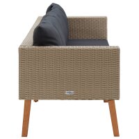 vidaXL 3-Sitzer-Gartensofa mit Auflagen Poly Rattan Beige