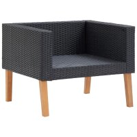 vidaXL 1-Sitzer-Gartensofa mit Auflagen Poly Rattan Schwarz