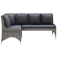 vidaXL Garten-Ecksofas 2 Stk. Poly Rattan Grau