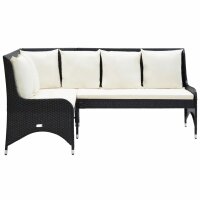 vidaXL Garten-Ecksofa 2-tlg. Poly Rattan Schwarz