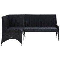 vidaXL Garten-Ecksofa 2-tlg. Poly Rattan Schwarz