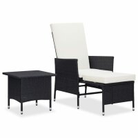 vidaXL 2-tlg. Garten-Lounge-Set mit Kissen Poly Rattan...