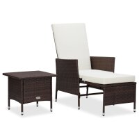 vidaXL 2-tlg. Garten-Lounge-Set mit Kissen Poly Rattan Braun