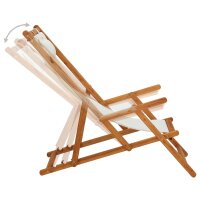 vidaXL Klappbarer Strandstuhl Eukalyptus Massivholz und Stoff Creme