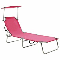 vidaXL Klappliege mit Sonnenschutz Rosa Aluminium