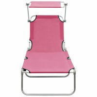 vidaXL Klappliege mit Sonnenschutz Rosa Aluminium