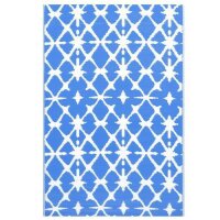 vidaXL Outdoor-Teppich Blau und Weiß 160x230 cm PP