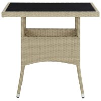 vidaXL Garten-Esstisch Beige Poly Rattan und Glas