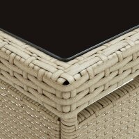 vidaXL Garten-Esstisch Beige Poly Rattan und Glas