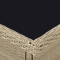 vidaXL Garten-Esstisch Beige Poly Rattan und Glas