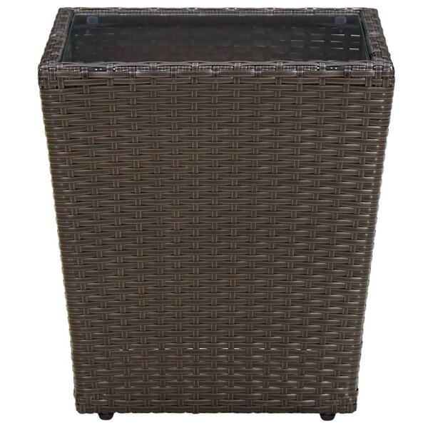 vidaXL Beistelltisch Braun 41,5x41,5x44 cm Poly Rattan und Hartglas