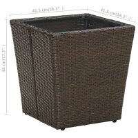 vidaXL Beistelltisch Braun 41,5x41,5x44 cm Poly Rattan und Hartglas