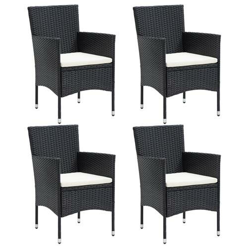 vidaXL Garten-Essst&uuml;hle 4 Stk. Poly Rattan Schwarz