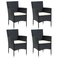 vidaXL Garten-Essstühle 4 Stk. Poly Rattan Schwarz