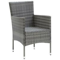 vidaXL Garten-Essstühle 4 Stk. Poly Rattan Grau