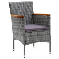 vidaXL Garten-Essstühle 4 Stk. Poly Rattan Grau