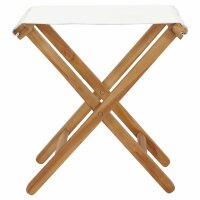 vidaXL Klappst&uuml;hle 2 Stk. Teak Massivholz und Stoff Cremewei&szlig;