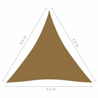 vidaXL Sonnensegel 160 g/m&sup2; Taupe 4,5x4,5x4,5 m HDPE