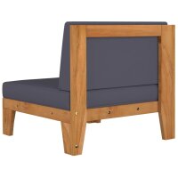 vidaXL Modular-Ecksofa mit Dunkelgrauen Kissen Akazie Massivholz