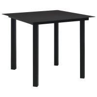 vidaXL Garten-Esstisch Schwarz 80x80x74 cm Stahl und Glas