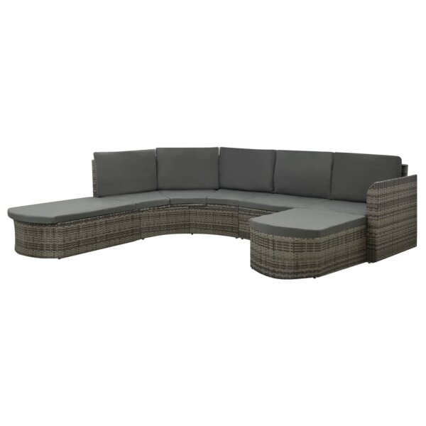 vidaXL 4-tlg. Garten-Lounge-Set mit Auflagen Poly Rattan Grau