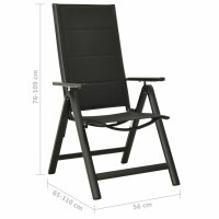 vidaXL Klappbare Gartenst&uuml;hle 2 Stk. Textilene und Aluminium Schwarz