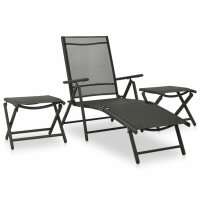 vidaXL 3-tlg. Garten-Lounge-Set Textilene und Aluminium Schwarz