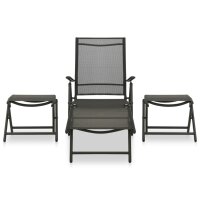 vidaXL 3-tlg. Garten-Lounge-Set Textilene und Aluminium Schwarz