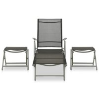 vidaXL 3-tlg. Garten-Lounge-Set Textilene und Aluminium...