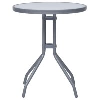 vidaXL Gartentisch Hellgrau 60 cm Stahl und Glas