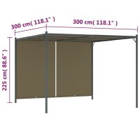 vidaXL Gartenpergola mit Ausziehbarem Dach 3x3 m Taupe 180 g/m&sup2;