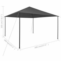 vidaXL Pavillon 4x4x3 m Anthrazit 180 g/m&sup2;